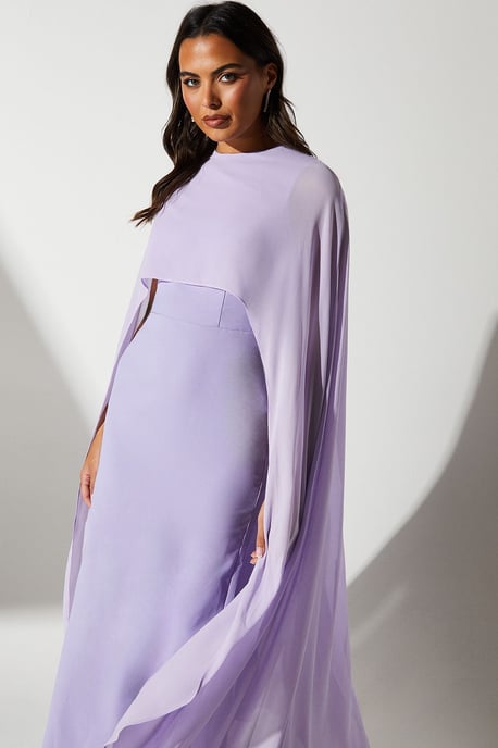 Cape Sleeve Maxi Dress