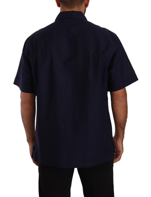 Dolce & Gabbana Herren Navy-Blau Kurzarmhemd mit Knopfleiste - Image 3