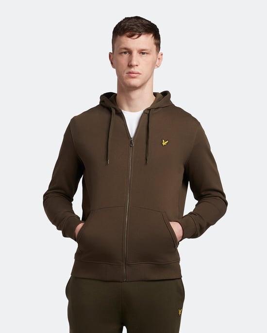 Lyle & Scott Kapuzenpullover mit Reißverschluss in Olive - Image 1