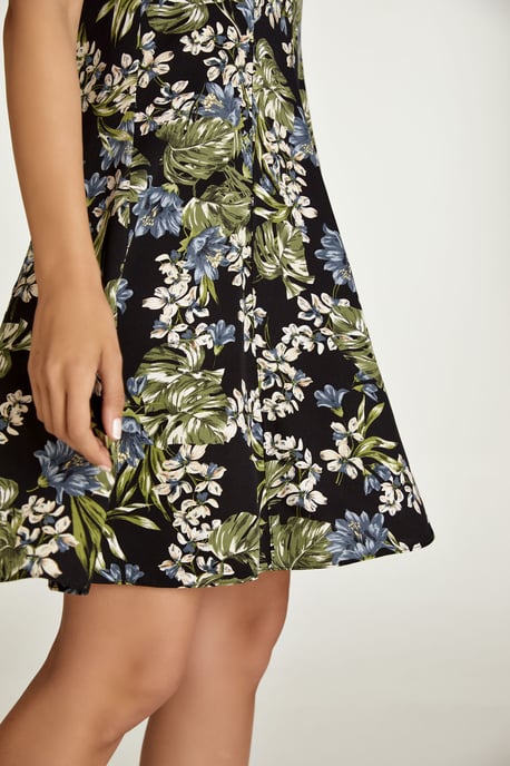Cloche-Kleid mit Blumenmuster in Oliv - Image 6