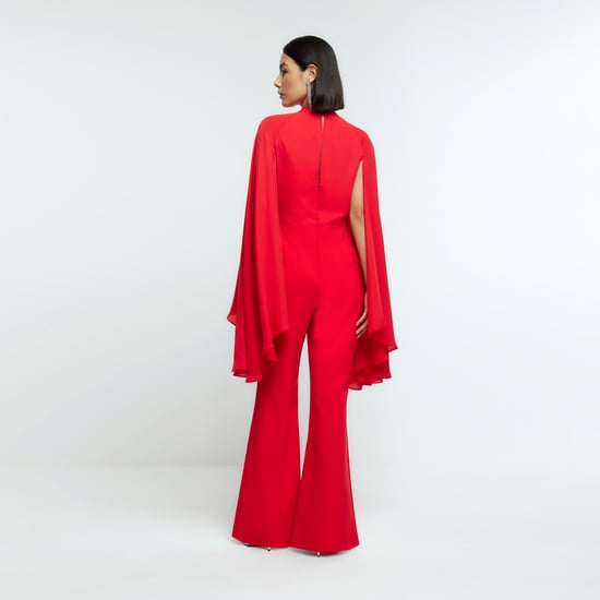 River Island Womens Jumpsuit Red Cape Wide Leg
