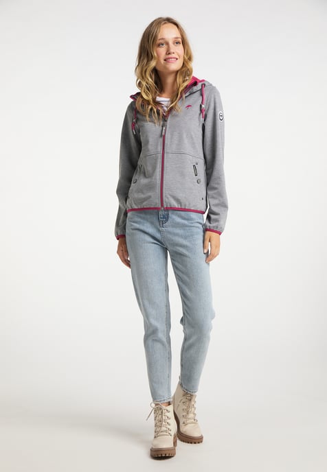 Schmuddelwedda Funktionsjacke Damen Grau Melange Dunkelrosa - Image 2