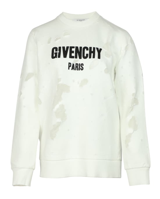Givenchy Distressed Sweatshirt aus weißer Baumwolle - Image 1
