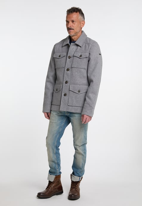 Dreimaster Übergangsjacke aus Wollgemisch Herren Grau Melange - Image 4