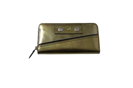 Alexander McQueen Reißverschluss Lang Geldbörse mit Metallnieten aus goldfarbenem Leder - Image 1