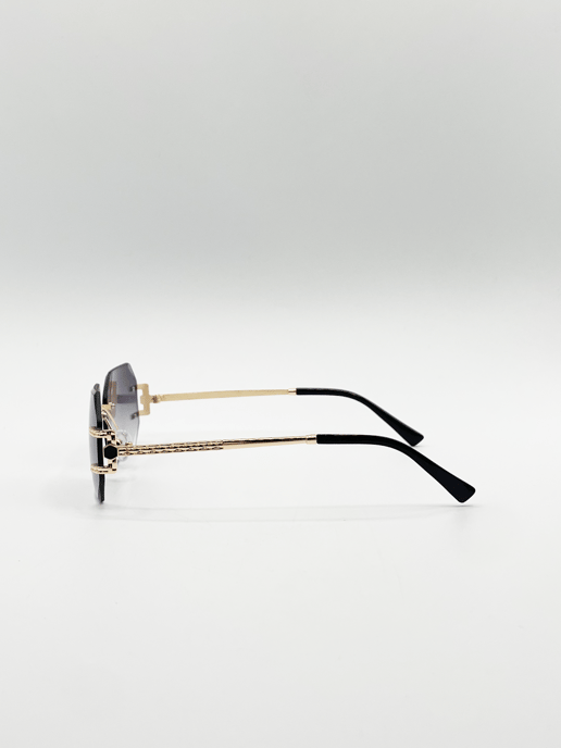 Frameless Octagon Lens with Metal arm in Blue