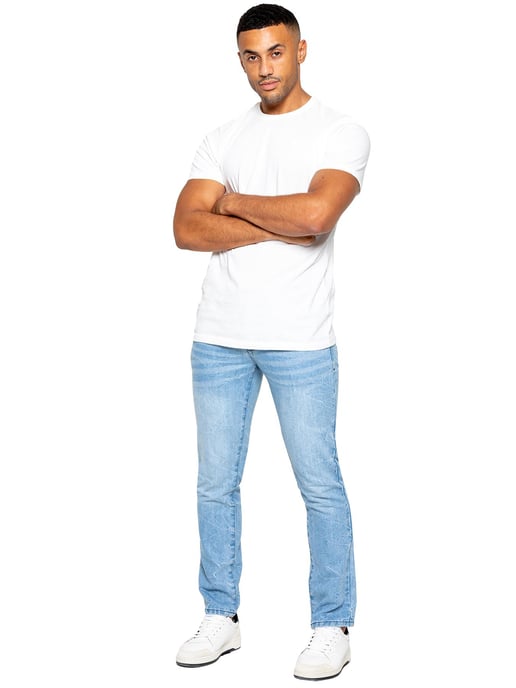 Enzo Herren Denim Straight Fit Jeans - Hellblau - Image 6