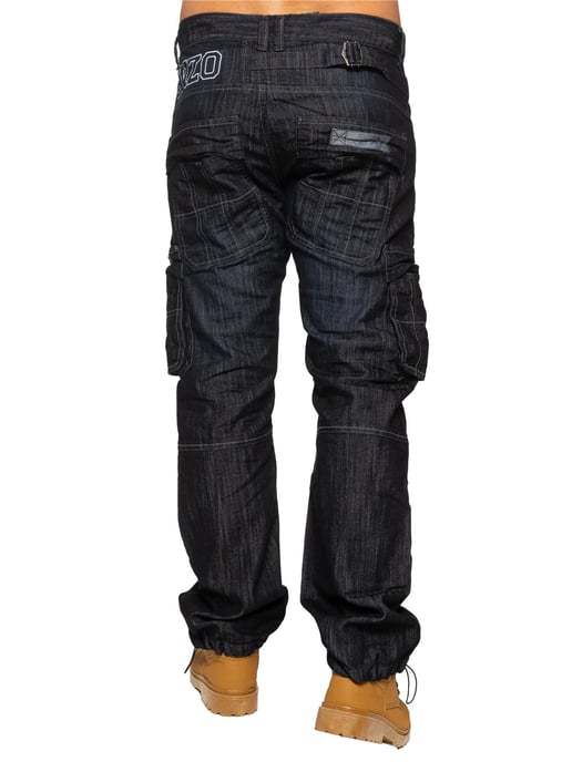Enzo | Herren Combat Denim Jeans - Dunkelblau - Image 4