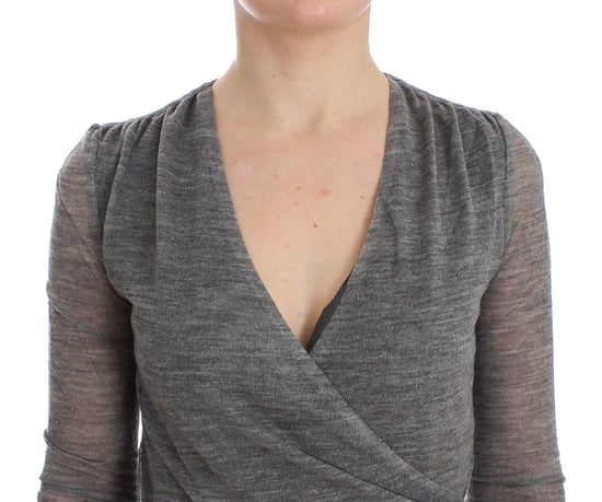 Ermanno Scervino Women's Gray Wool Blend Stretch Long Sleeve Sweater
