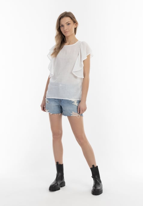Dreimaster Blusenshirt Damen Wollweiss - Image 2
