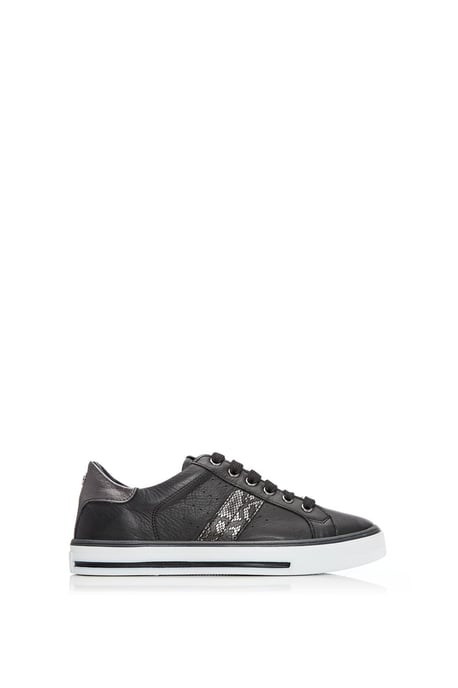 'Alberry' Black Snake Leather Trainers