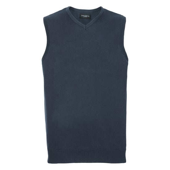 Russell Collection Herren V-Ausschnitt ärmelloses gestricktes Pullover Top / Pullover (French Navy) - Image 1