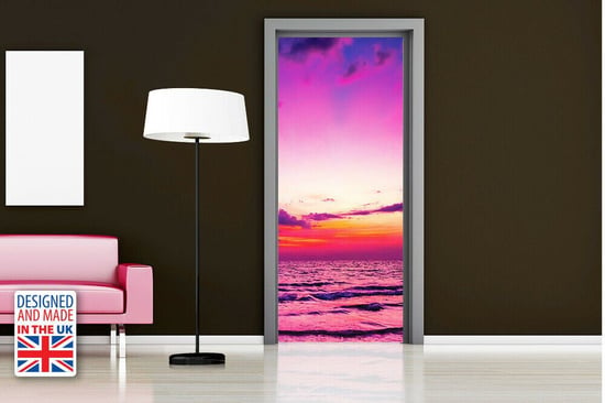 Sunset At Sea Self-Adhesive Door Mural Sticker For All Europe Size 90Cm X 200Cm