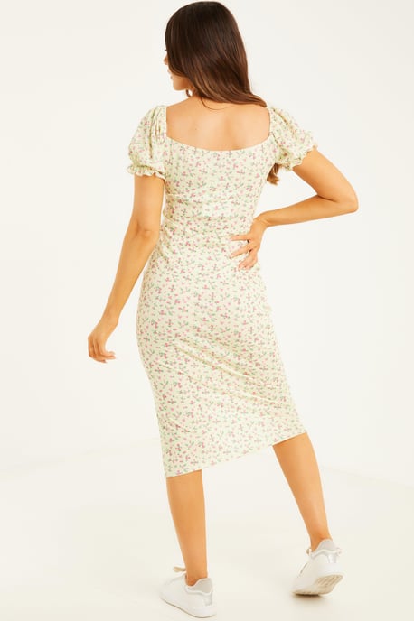 Petite Yellow Floral Midi Dress