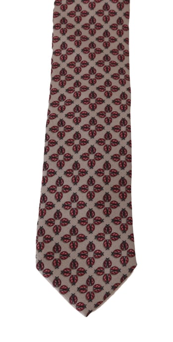 Dolce & Gabbana Graue Seide Roter Marienkäfer Druck Klassische Krawatte - Image 2