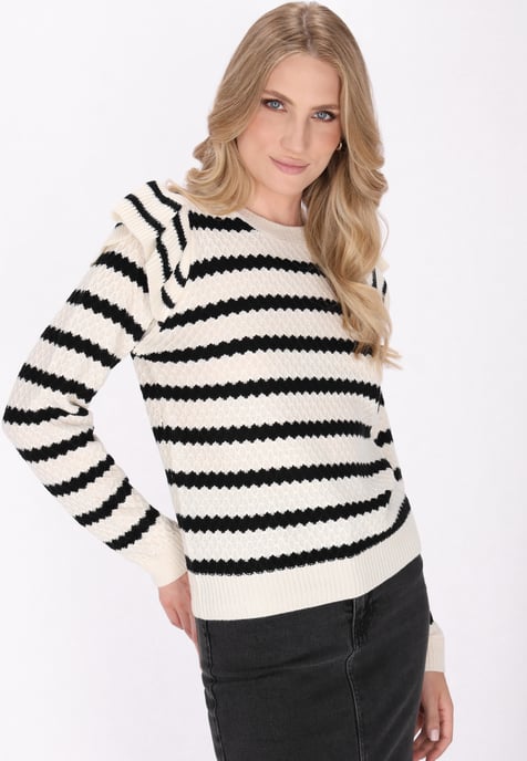 Dreimaster Pullover Damen Schwarz Weiss Streifen - Image 3