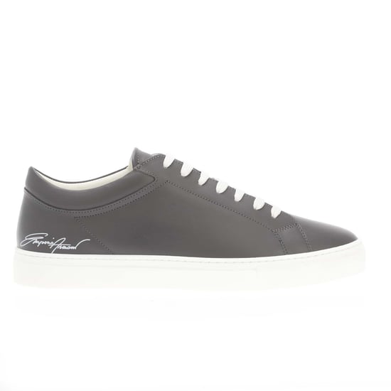 Men's Armani Leather Trainers in Grey - Image 1