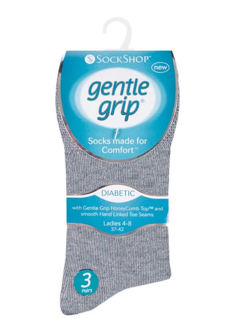 Gentle Grip - 6 Paar Damen Diabetiker-Socken mit Honigkamm-Oberteil und handgekettelten Zehennähten - Grau 36 - Image 2