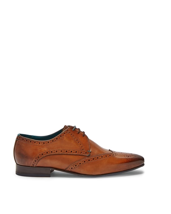 Ted Baker Hosei Leather Wing Cap Brogues, Tan