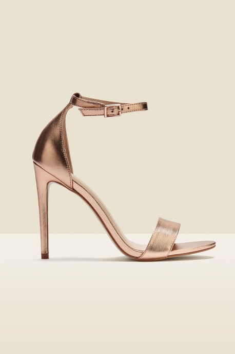 Nia Rose Gold Leather Barely There High Heel Sandal (10.5cm Heel)