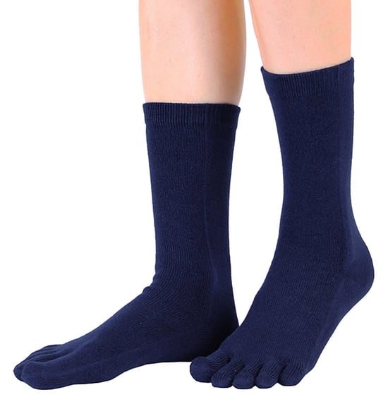 TOETOE - Herren & Damen Essentielle Mittelhohe Weiche Atmungsaktive Baumwollzehensocken - Marineblau - Image 2