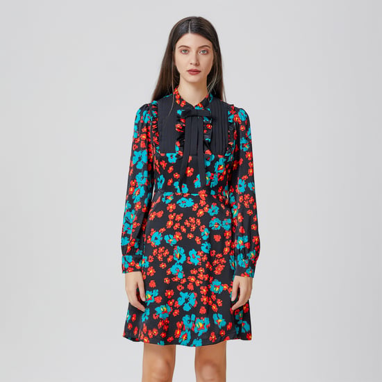 Minikleid mit Ascot-Schnürung und Blumenmuster - Image 4