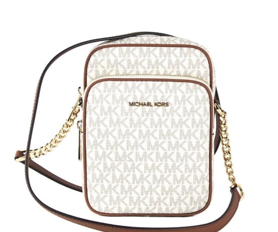 Michael Kors Women's Jet Set Medium Vanilla PVC North South Chain Crossbody Handbag