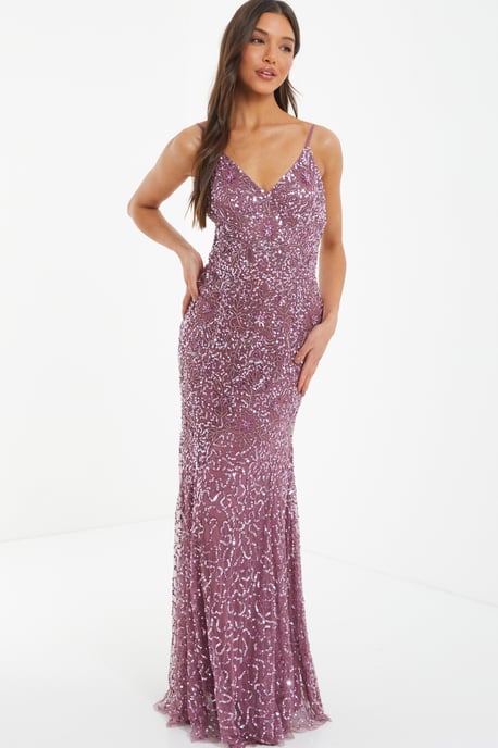 Mauve Embellished Maxi Dress - Image 1