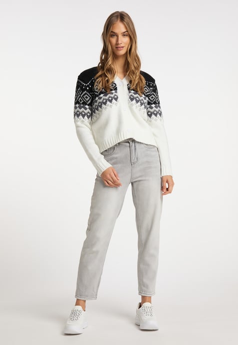 Mymo Strickjacke Damen schwarz-wollweiß - Image 2