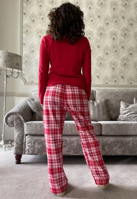 GAP Damen Pyjama Flanell Schlafset in Rot Tartan - Image 2