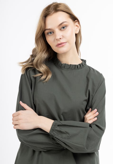 Dreimaster Langarmbluse Damen dunkeloliv - Image 5