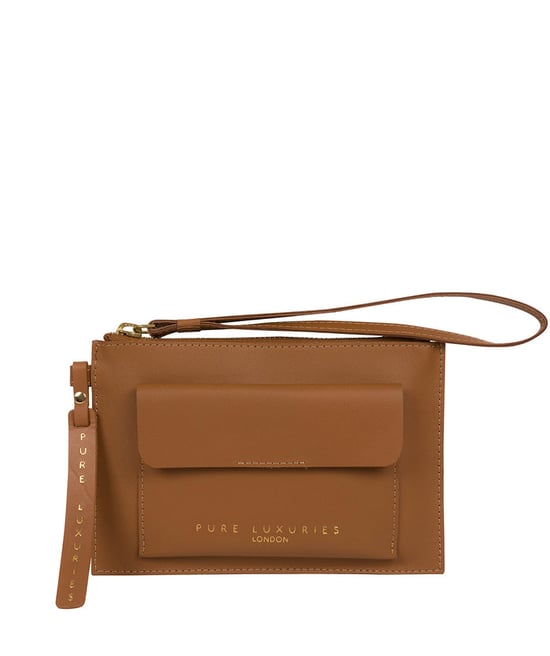 'Arreton' Saddle Tan Vegetable-Tanned Leather Clutch Bag
