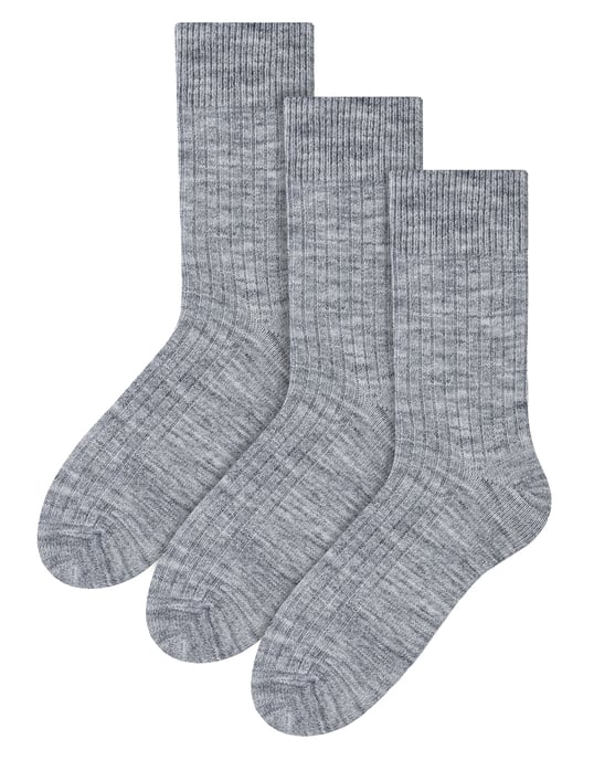 3 Paar Multipack Herren Alpaka Wolle Socken | Steven | Winter Thick Warm Boot Socken - Hellgrau - Image 1