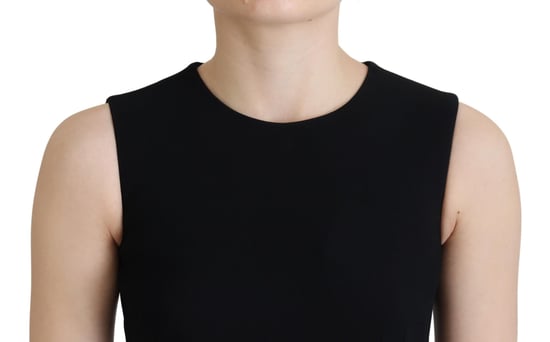 Dolce & Gabbana Schwarzes Damen Etuikleid mit Falten aus Viskose - Image 4