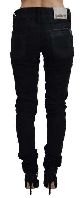 John Galliano Black Cotton Mid Waist Skinny Slim Fit Denim Women's Jeans