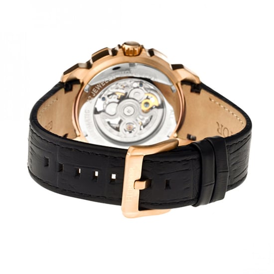 Heritor Automatic Conrad Skeleton Leather-Band Watch