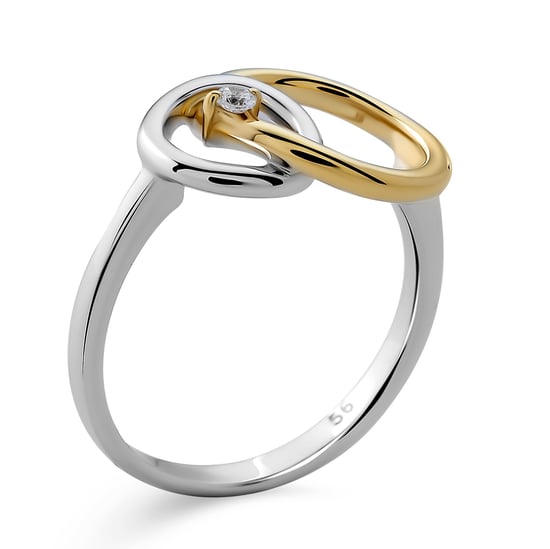 Orphelia 'Antoine' Damen 925 Sterling Silber Set: Halskette + Ohrringe + Ring - Silber/Gold SET-7503/1 - Image 4