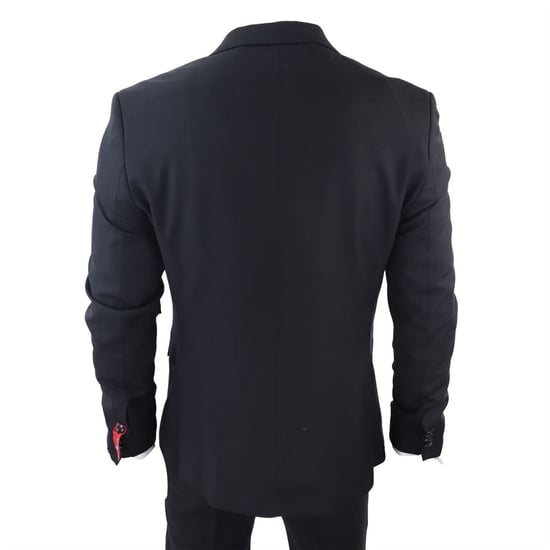 Herren Klassischer 3-teiliger Schlichter Schwarzer Anzug - Image 6