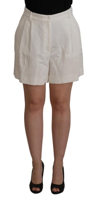 Dolce & Gabbana Weiße Hochtaillierte Culotte Baumwoll Shorts für Damen - Image 1