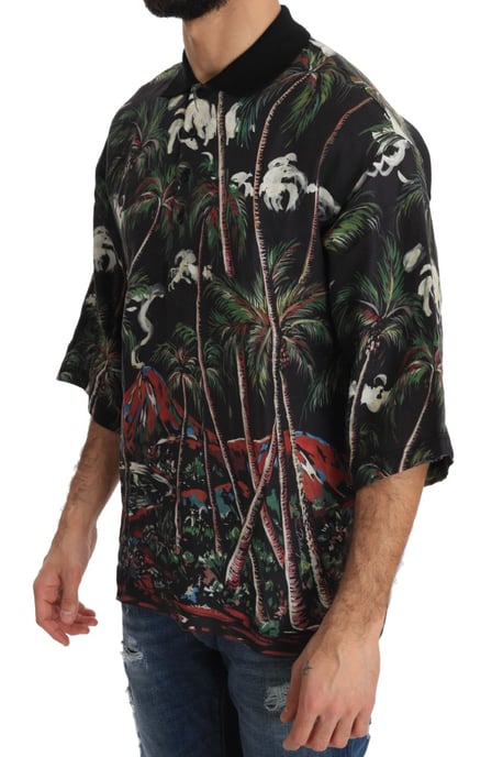 Dolce & Gabbana Schwarzer Vulkan Sizilien Kurzarm T-Shirt - Image 3
