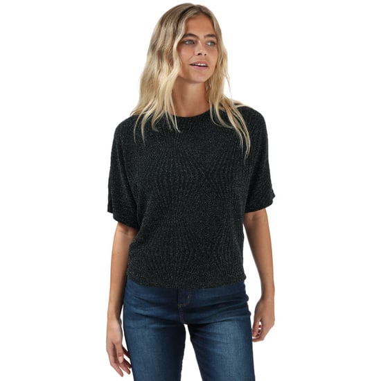 Women's Only Carolla Loose Glitter Top in Black Silver