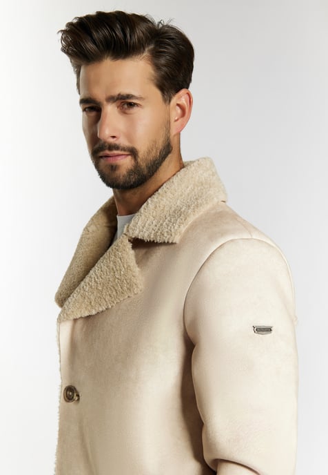 Dreimaster Übergangsjacke aus Fellimitat Herren Cremebeige - Image 5