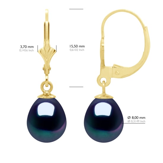 Ohrringe aus Gelbgold 375 und echten Süßwasser-Zuchtperlen Birne 8-9 mm - Image 2