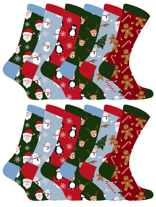 Kinder Weihnachten Socken | Sock Snob | Neuheit Spaß Muster Weihnachtsgeschenk Socken für Jungen & Mädchen - 12 Pack - Image 1