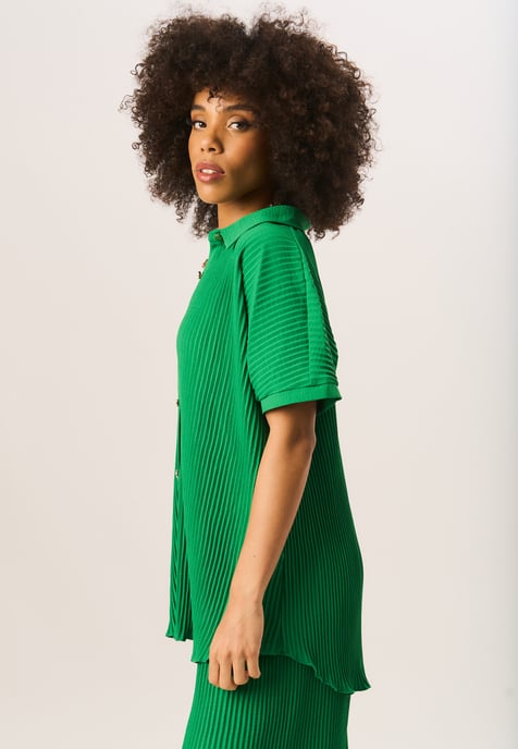 Plisse Short Sleeve Oversized Shirt