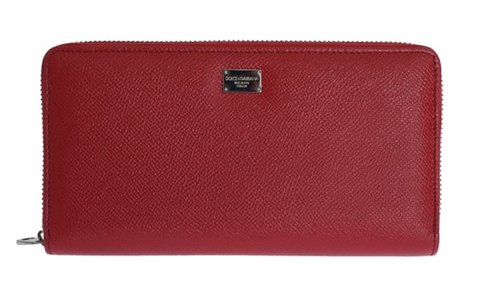Dolce & Gabbana Women's Red Dauphine Leather Zip Around Continental Wallet