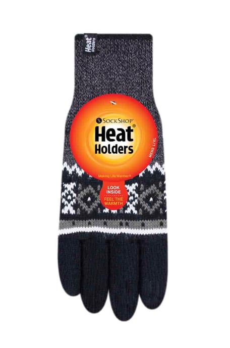 Gestreifte Herren Nordic Fairisle Zig Zag gestrickt Fleece gefüttert warme Handschuhe - Image 2