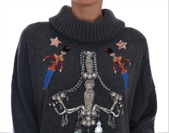 Dolce & Gabbana Märchen Kristall Grauer Kaschmirpullover - Image 3