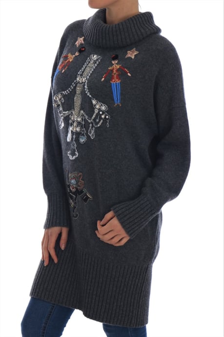 Dolce & Gabbana Märchen Kristall Grauer Kaschmirpullover - Image 5