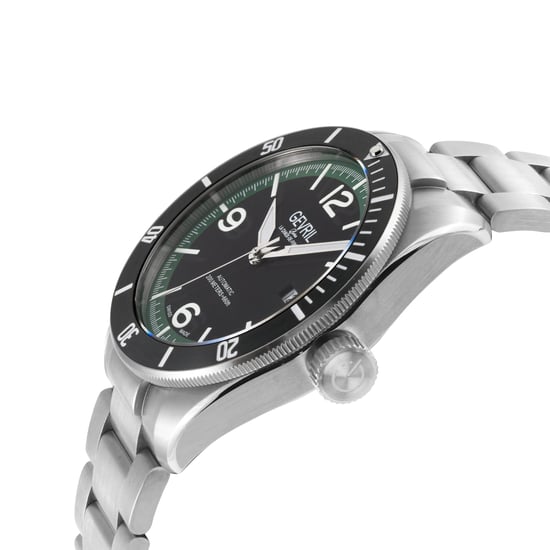 Gevril Yorkville Swiss Automatic Sellita SW200 Black Dial Green Zone, 316L Stainless Steel Watch